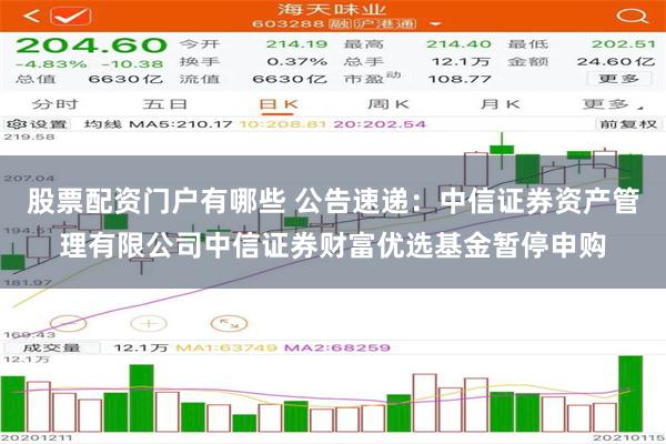 股票配资门户有哪些 公告速递：中信证券资产管理有限公司中信证券财富优选基金暂停申购